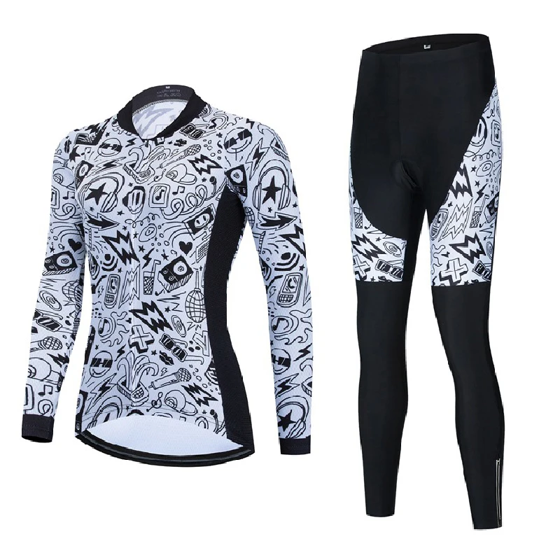 

Women Cycling Jersey Set Breathable Quaick Dry Bicycle Clothing Long Sleeve MTB Bike Jackets Suit Lady Skinny Sportswear Outdoor
