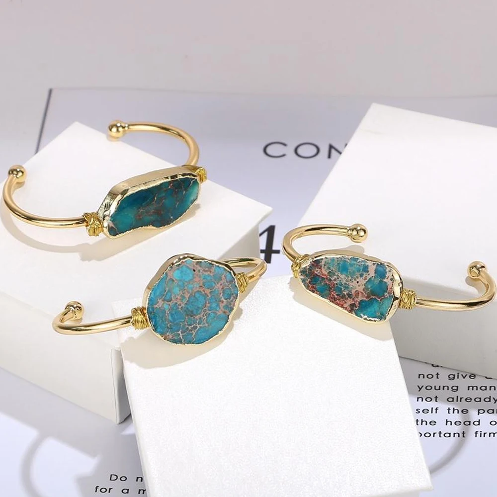 ShinyGem винтажные нерегулярные натуральные морские осадочные браслеты с яшмой