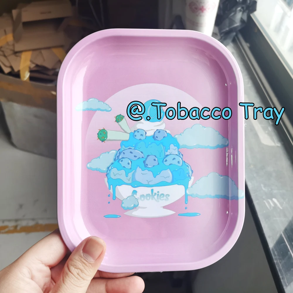 

Ice Cream Pattern Pink Rolling Tray High Quality Metal Plater Tobacco Tray Herb Cigarette Joint Pre Roller Plate Smoking Gifts