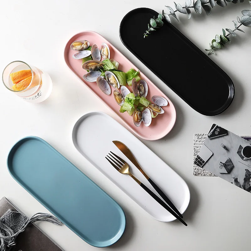 

Nordic керамические длинные плиты масштабного бытовой продовольственного пластина для Западной едаы, тарелка прямоугольная суши тарелка для ...