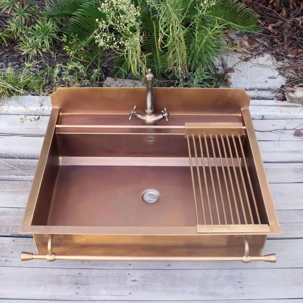 

Nordic style hand made kitchen sink brass kitchen sink wash basin hand hammered bathroom sink single kitchen sink