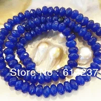 natural stone blue chalcedony jades4x6mm faceted abacus rondelle loose beads fit diy necklace bracelet jewels finding 15my4317