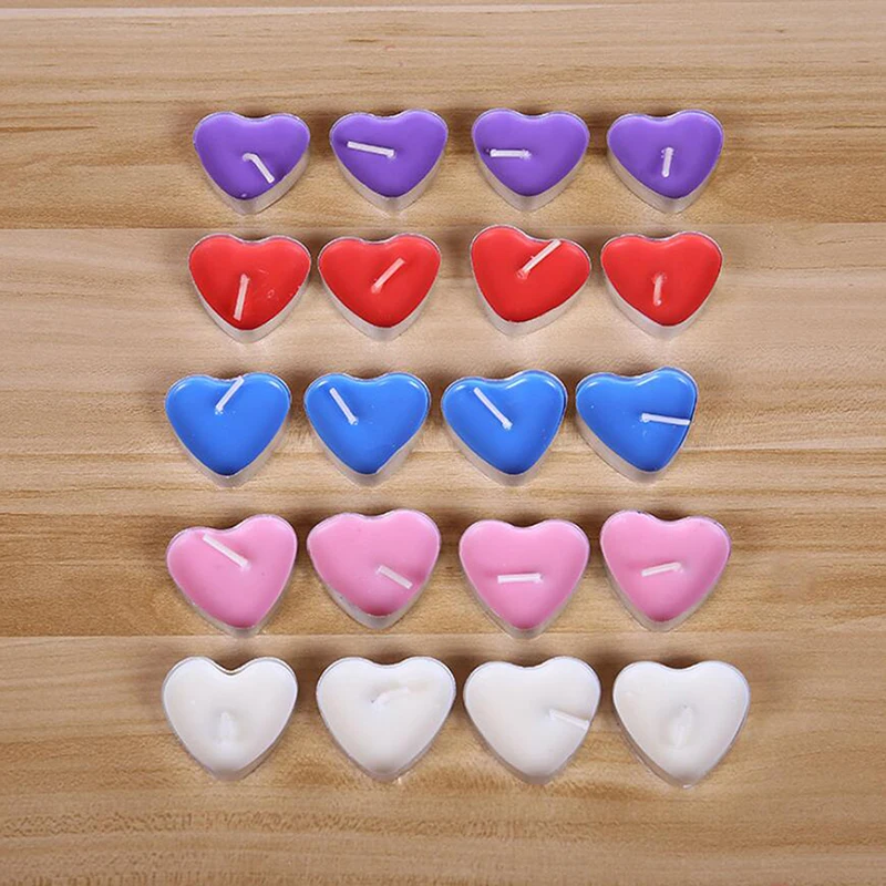 

50Pcs Love Heart Shaped Tea Light Candles Smokeless Candles Romantic Decorative