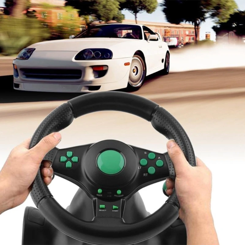 Игровой руль с педалями вращение на 180 градусов вибрация USB совместим XB360/PS3/PS2/PC |