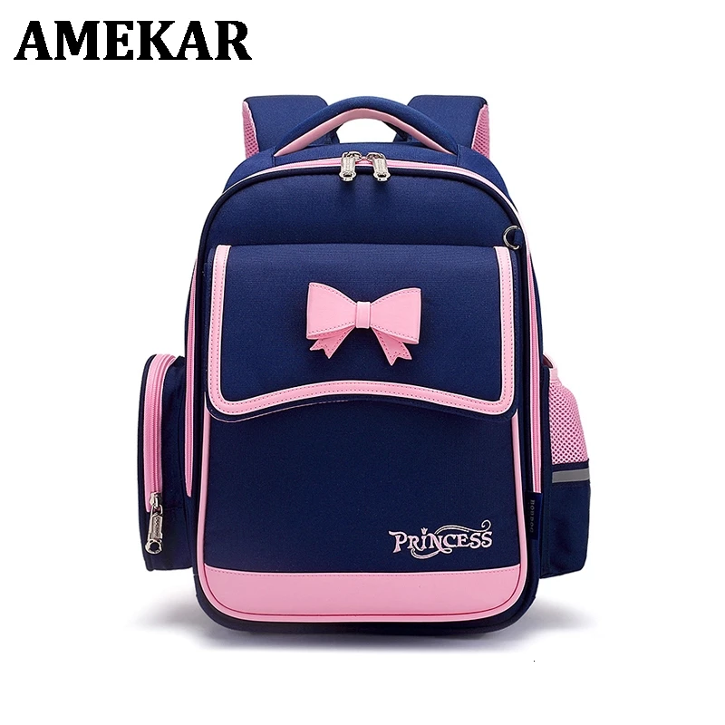 

Pink Sac Enfant School Bags Kids Backpack Girls Cute Bow Kids Bag Oxford Cloth Waterproof for Elementary School Girl Zipper 1kg
