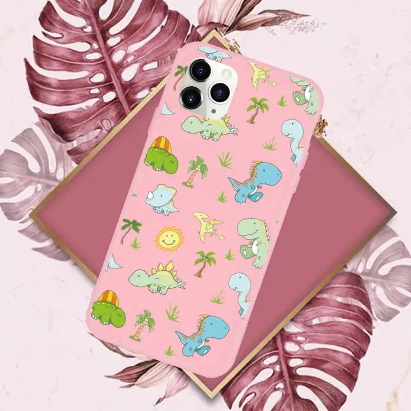 

Cute Dinosaur cartoon Fashion Phone Case Candy Color for iPhone 11 pro XS MAX 8 7 6 6S Plus X 5S SE 2020 XR