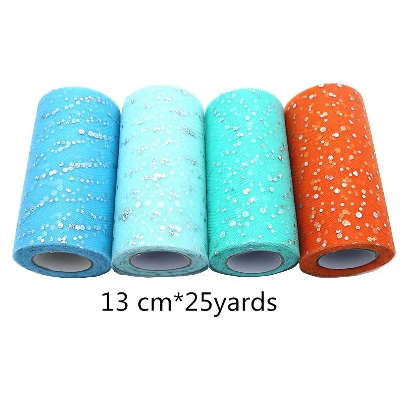 13 см * 25 ярдов блестящие лазерные блестки ткань тюль органза для свадебной