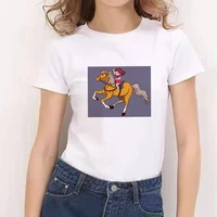 kawaii animal print women t shirt oversized summer short sleeve horse graphic fashion t shirts for lady 90s top tees streetwears