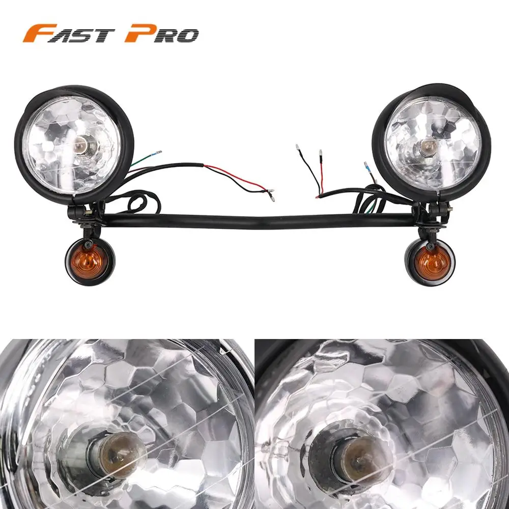 12V Motorcycle Retro Headlights Turn Signal Light Fog Auxiliary Lamps Scooter Motorbike For Honda Harley Suzuki Cafe Racer |