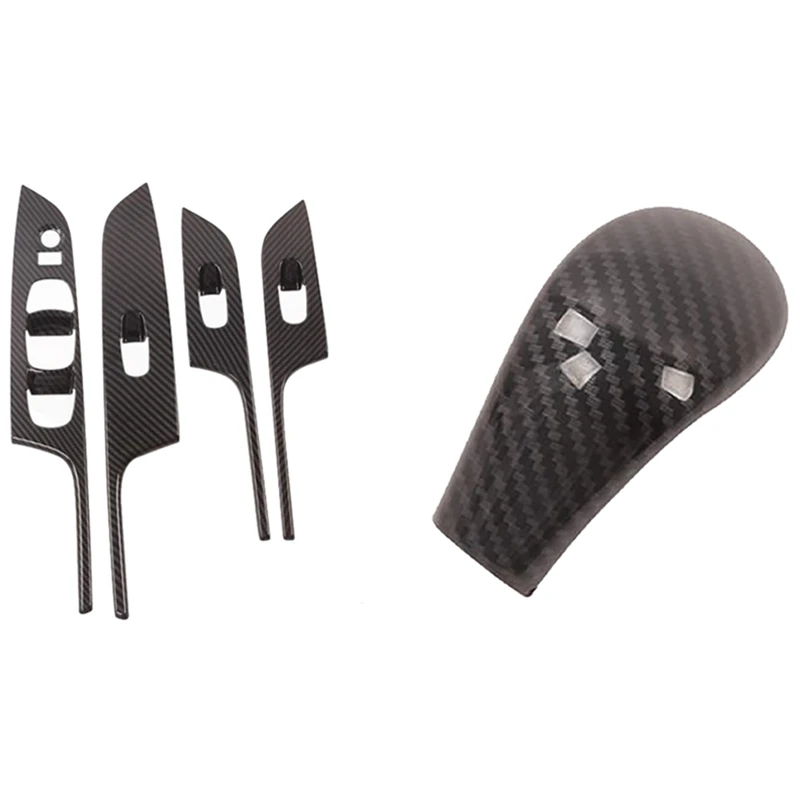 

2 Set Car Accessories: 1 Set Car Window Glass Lift Switch Button Panel Cover & 1 Set Gear Shift Knob Head Cover