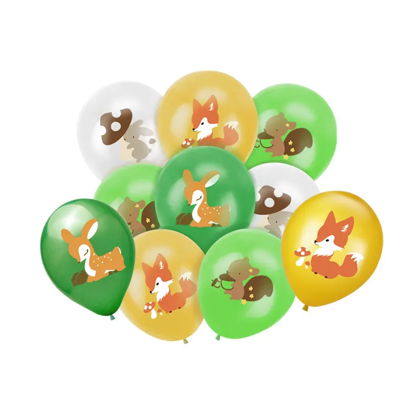 10Pcs 12'' Fox Squirrel Forest Animal Confetti Dot Latex Balloon Set Birthday Party Thanksgiving Day Decor Supplies | Дом и сад