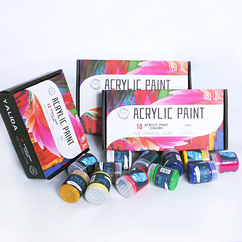 Набор профессиональных акриловых красок 12/18/24 цветов 50 мл трубки для рисования