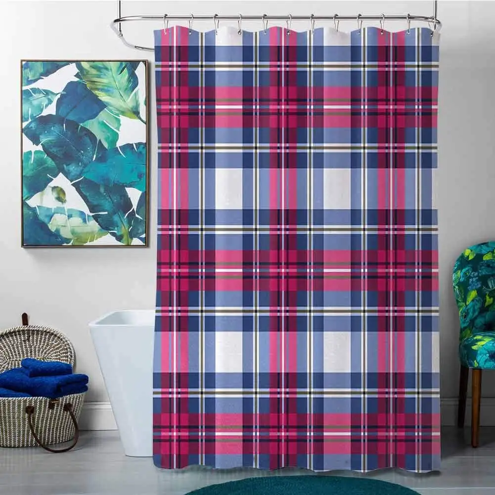 Шторы для душа серые и черные абстрактные стилизованные винтажные шотландские