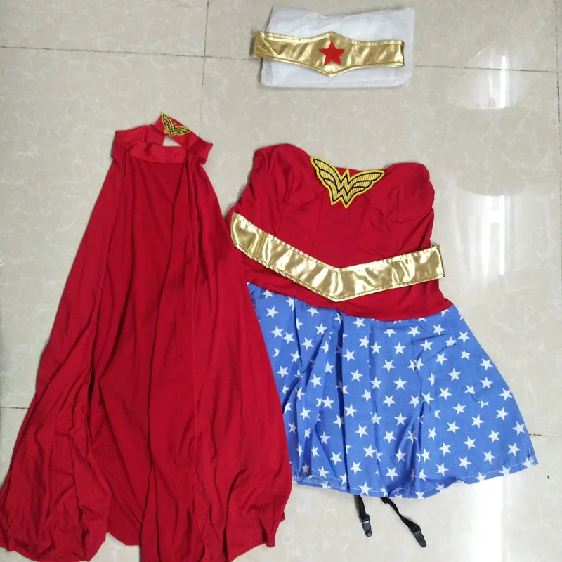 

Adult Supergirl Captain Lady Cartoon Miracle Sexy Costume Halloween Cosplay Supergirl Performance Costume