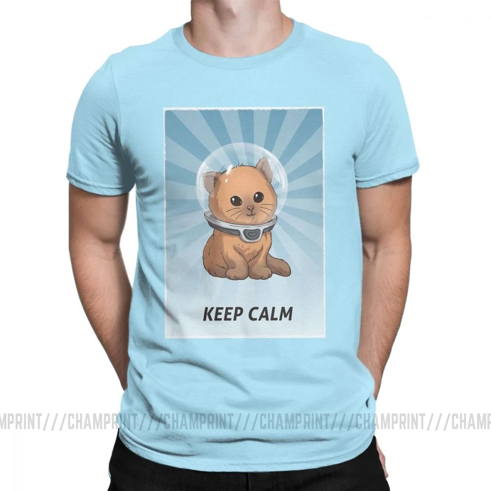 Винтаж Subnautica Keep Calm майки котенок для мужчин чистый хлопок футболки игры море Левиафан жнец Дайвинг рыба короткий рукав тройник - Цвет: Небесно-голубой