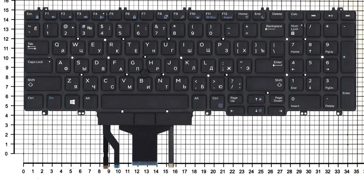 Клавиатура для Dell Precision 7520 7530 7720 7730 E7530 M3520 M7520 M7530 черная без рамки с подсветкой |