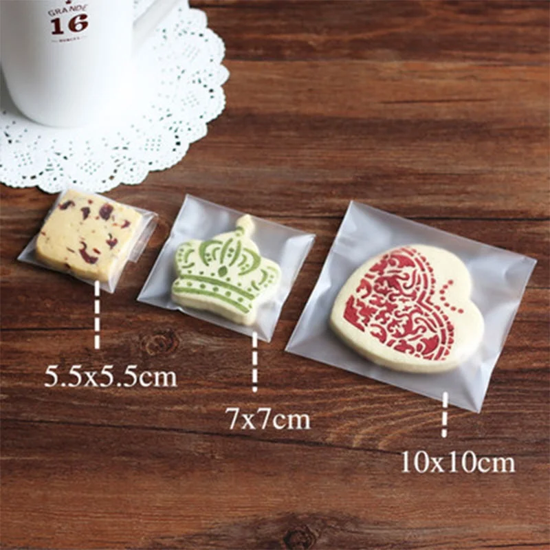 100pcs Small Size Cute Transparent Candy Cookie Bags Wedding Birthday Party Craft Self-adhesive Plastic Biscuit Packaging Bag images - 6