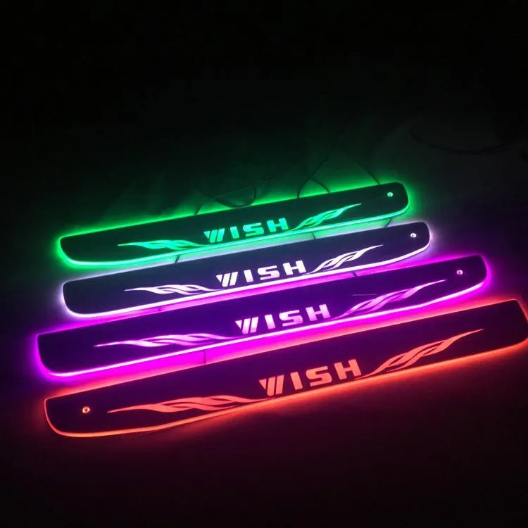 

eOsuns led moving door scuff for toyota wish dynamic door sill plate flat lining overlay Flowing/still light