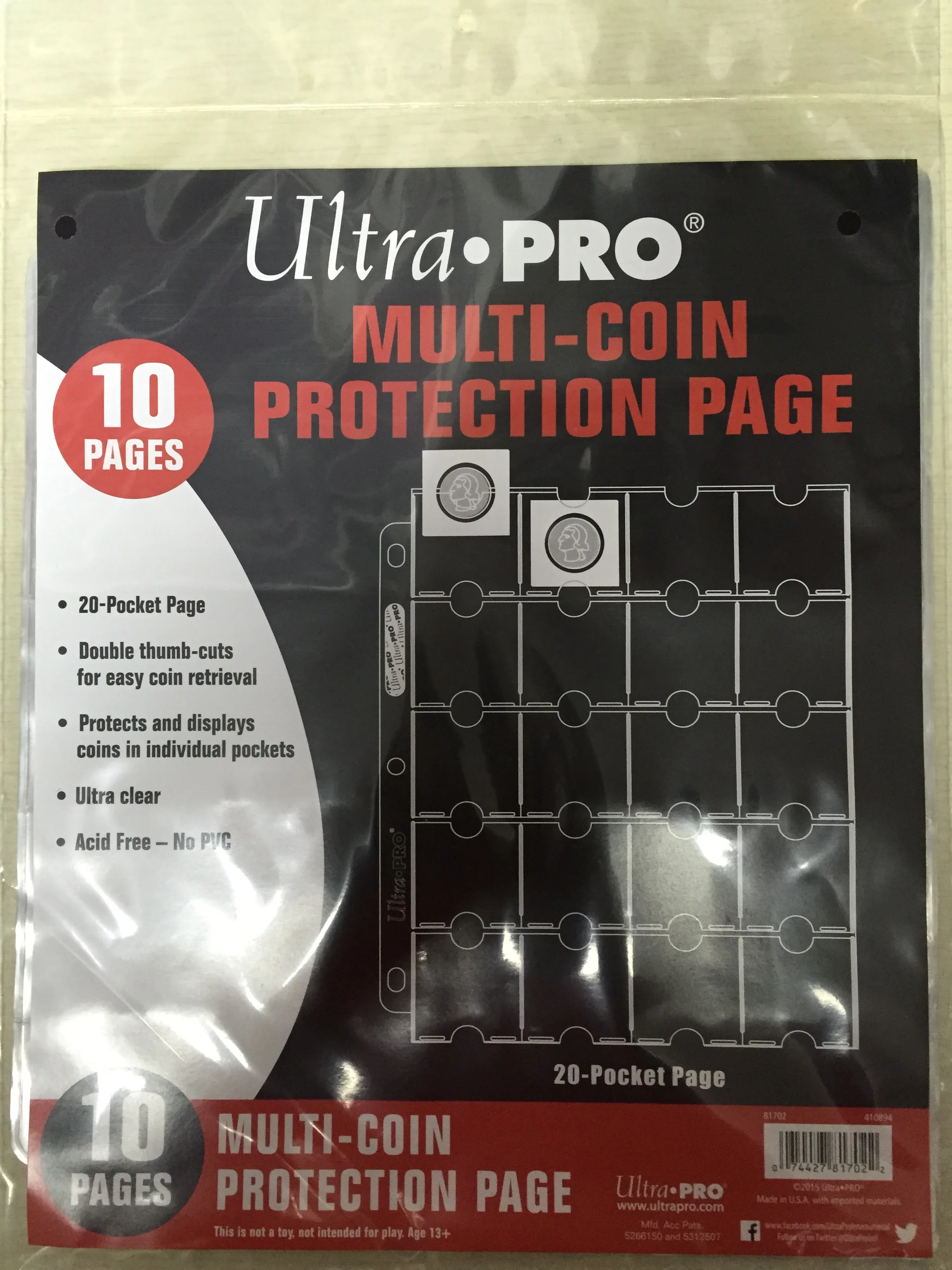 10 шт./лот Ultra.Pro 20 карманов печать/незапечатанные маленькие карты страницы