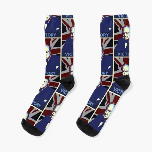 

Churchill V For Victory Pop Art Crew Socks Girls Black Best Cotton Cute Women Short Funny Autumn Cartoon Breathable Unisex