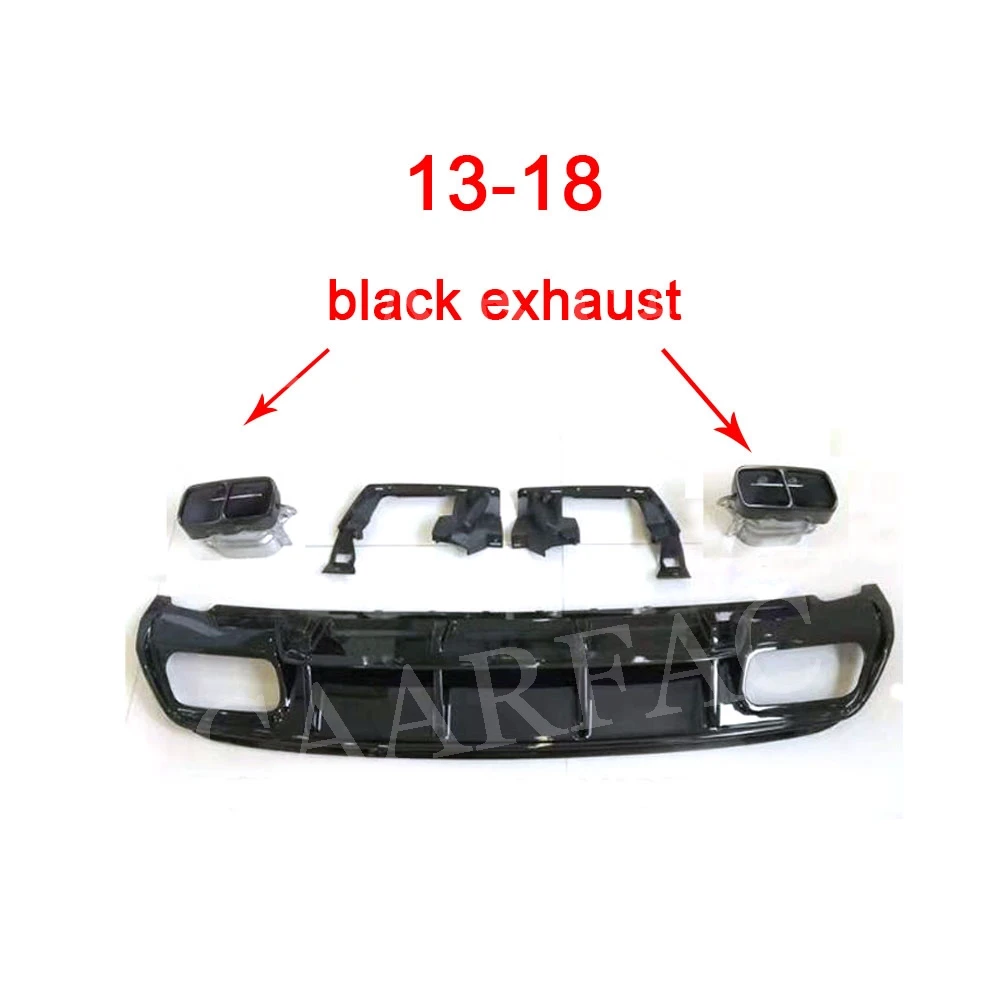 Black Tips 13-18 B Класс PP Диффузор, губа на задний бампер с выхлопными наконечниками 4 выхода для Mercedes Benz W176 A180 A200 A45 AMG 2013 - Цвет: Black Tips 13-18 B