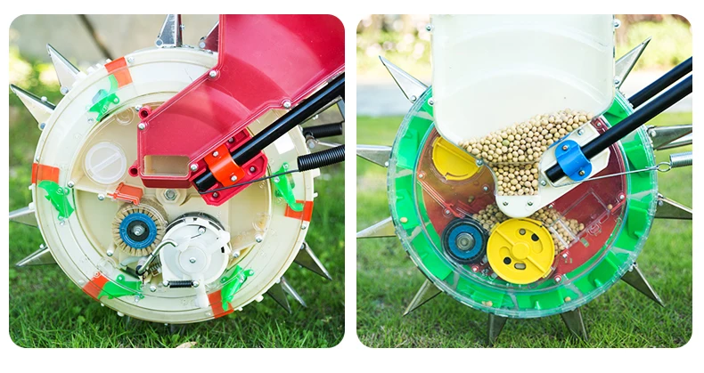 Double box hand push wheel type peanut soybean corn vegetable precision fertiliser seeder seeding machine fertilization planter | Дом и сад