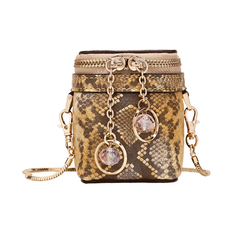 2019 новейшая Дамская причудливая сумка через плечо мини с текстурой змеиной кожи