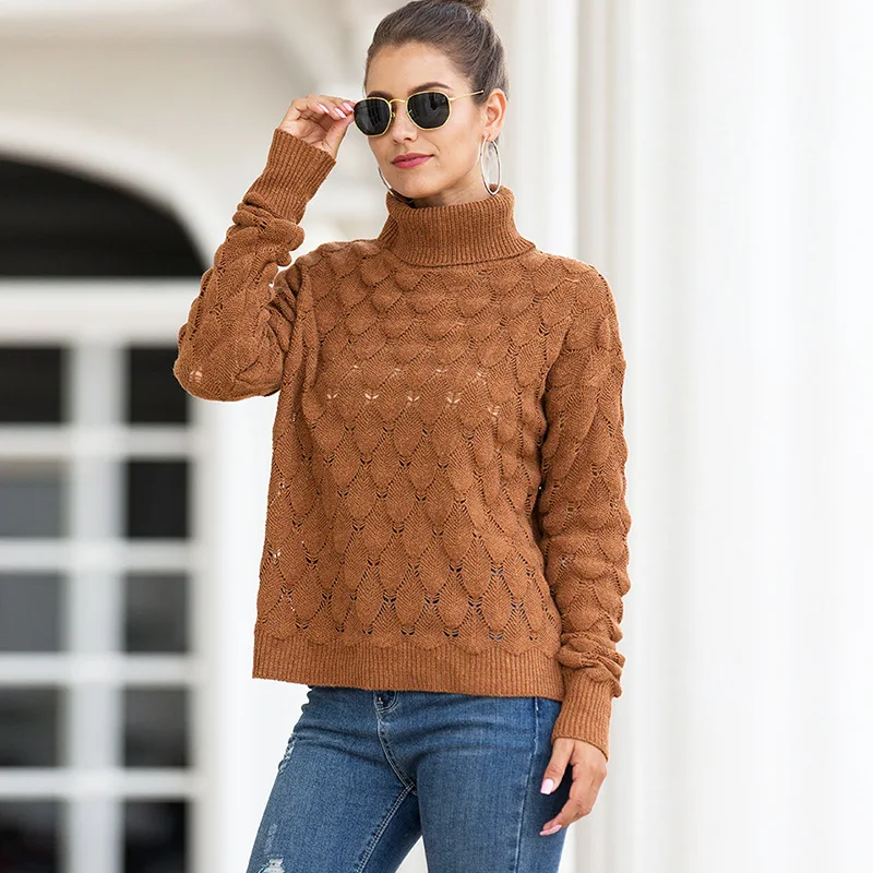 Женский свитер с высоким воротником трикотажные рубашки в виде рыбьей чешуи