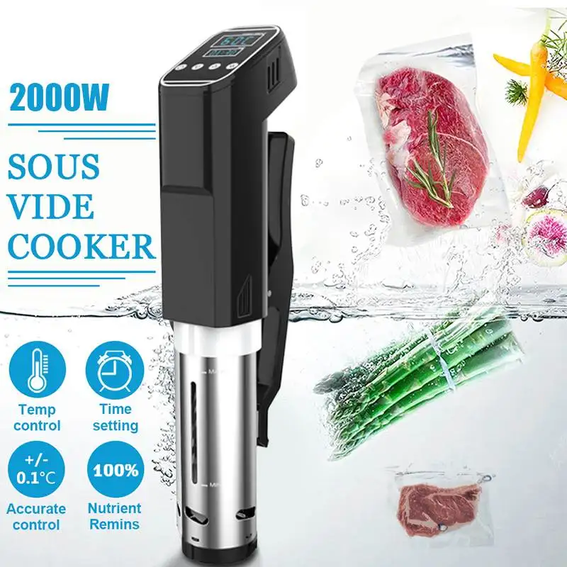 Вакуумная медленная кухонная плита Sous Vide 2000 Вт 15л мощный погружной циркулятор с ЖК-дисплеем и цифровым таймером из нержавеющей стали