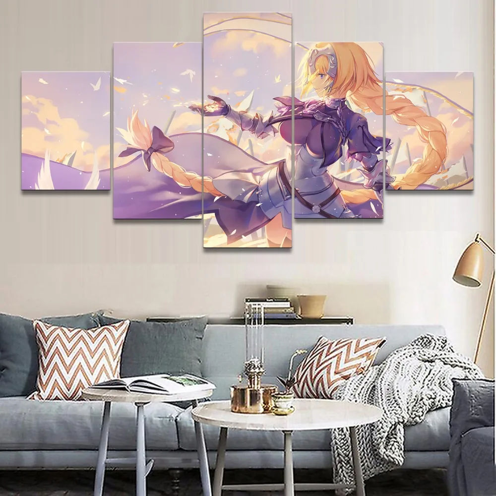 

Wall Art Canvas Painting HD Printed Poster 5 Pieces Anime Fate Grand Order Girls Landscape Modern Picture Home Decor Girls Room