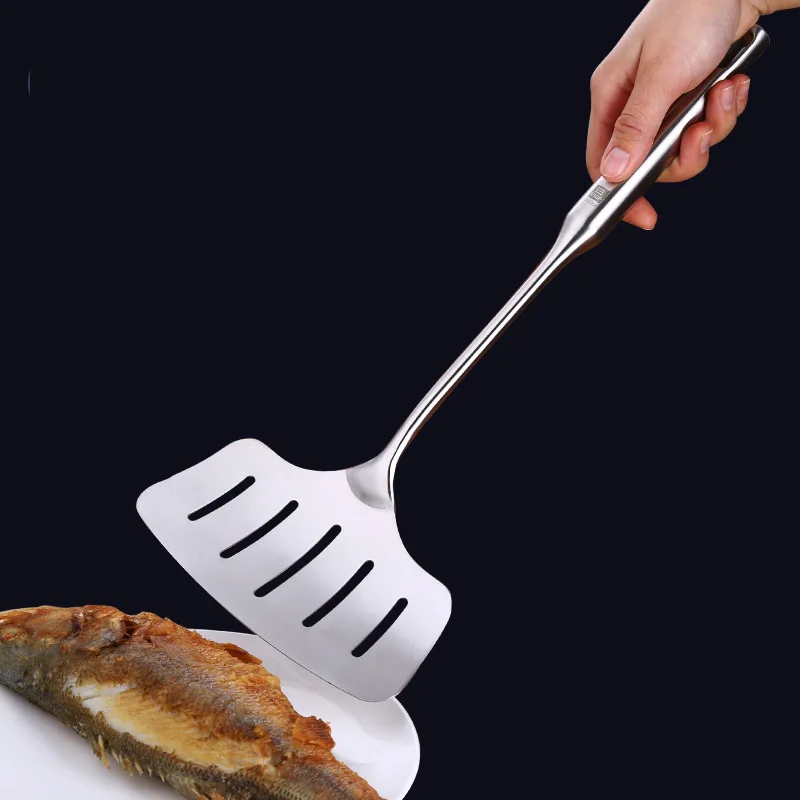 

Stainless Steel Slotted Turner Spatula Fried Fish Fried Steak Shovel Widened Flat Shovel Suitable For Flipping During Frying