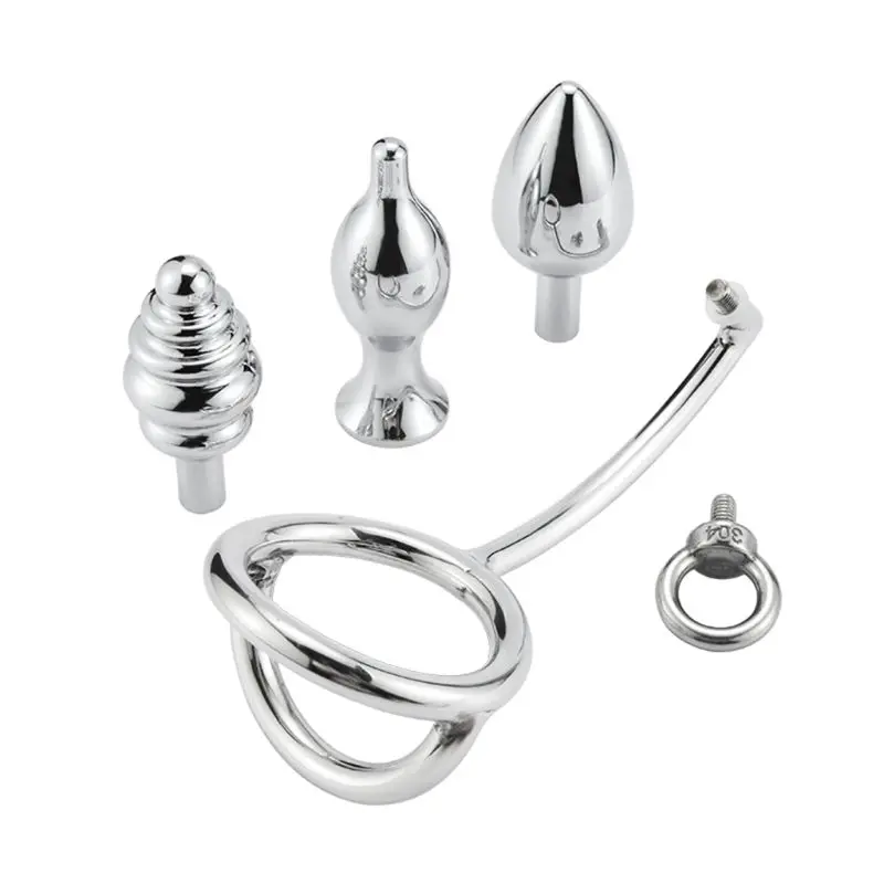 1SET Sex shop Anal toys plug Butt Plug Portable Stainless Steel Solid Metal Hook Delay Ring Dual-use | Красота и здоровье