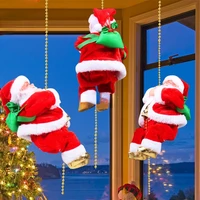 happy new christmas decorations santa claus automatic climbing on rope for home indoor shop xmas gift wall window hanging