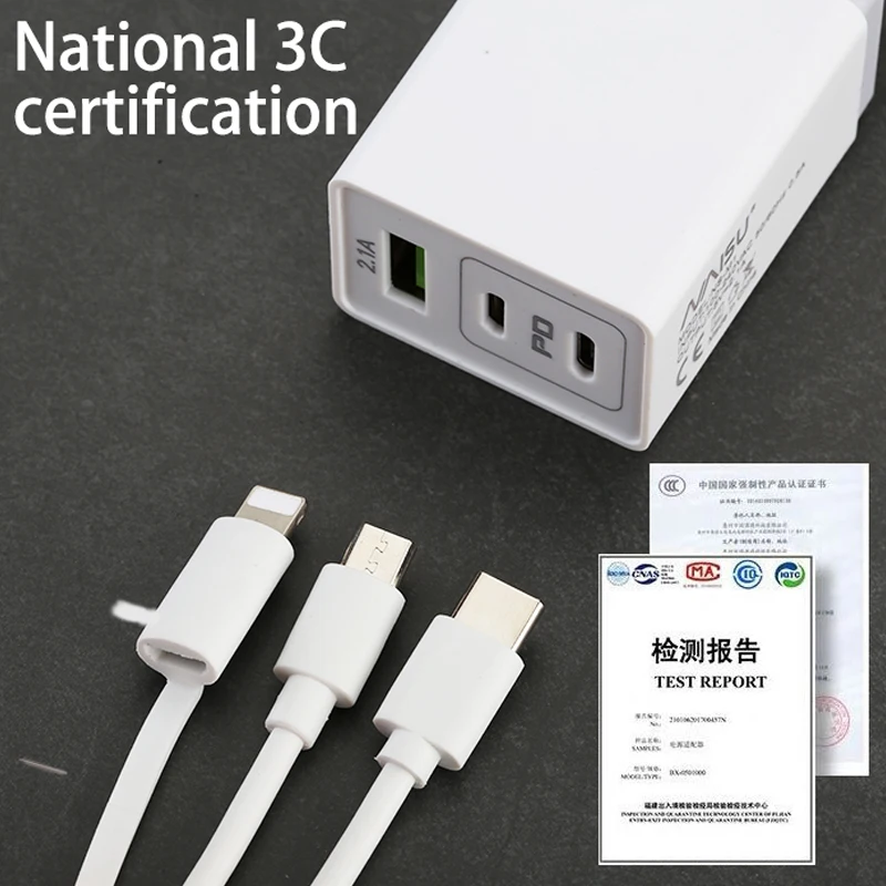 NAISU 3 в 1 PD зарядное устройство Micro USB Type-C кабель адаптер для зарядки комплект шнур