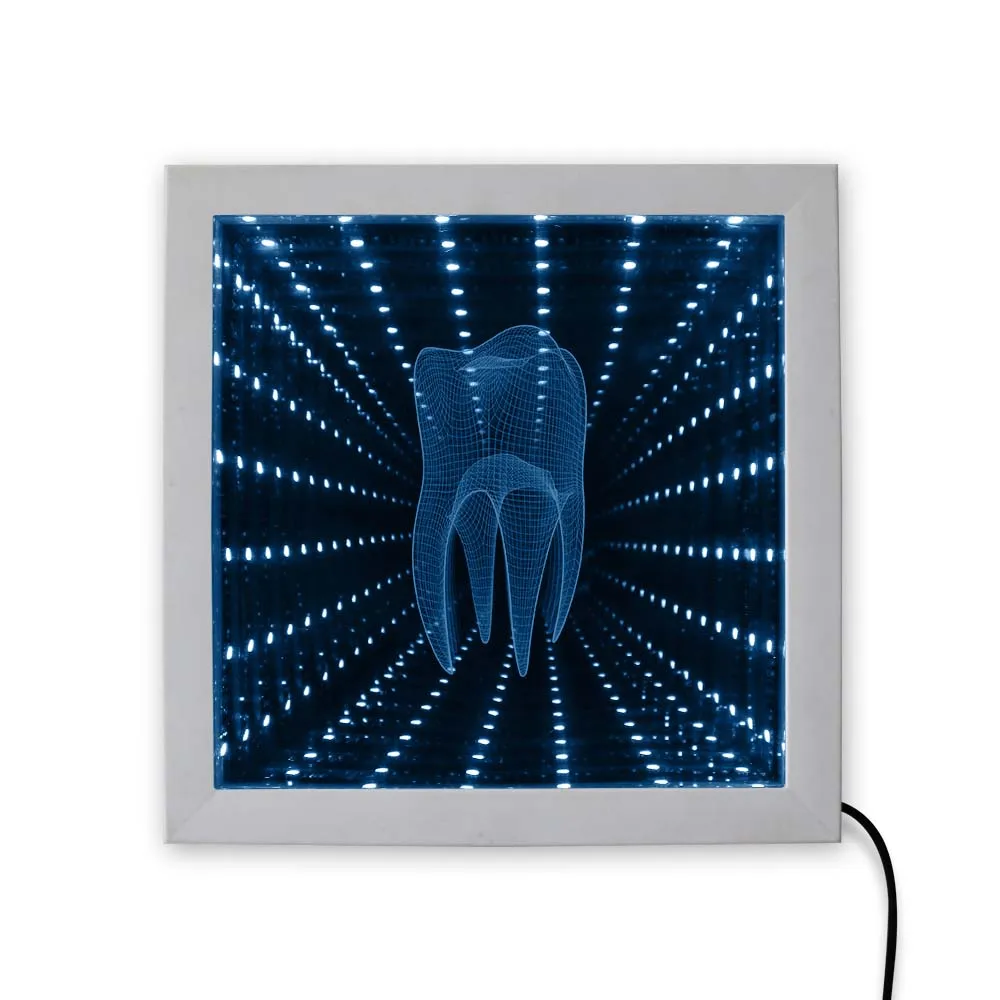 Зуб Форма 3D светодиодный зеркало с круговой подсветкой стоматологическая