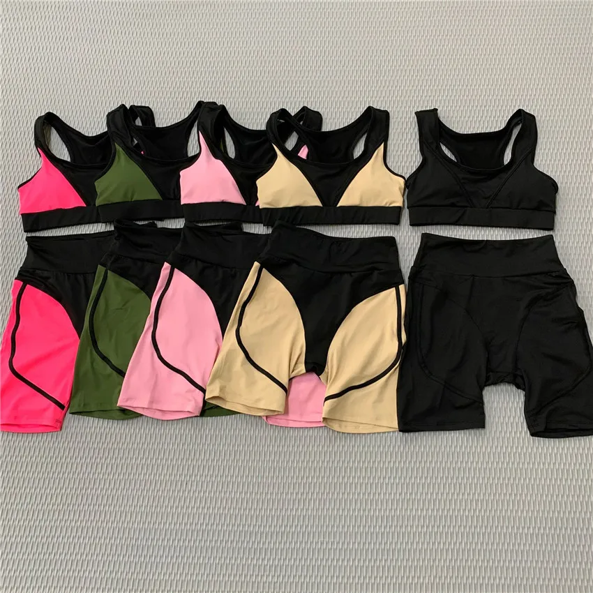 

Pad Yoga Set 2 pieces Gym Clothing For Women sport suit Outdoor cycling shorts and top High Waist Fitness Sportswear