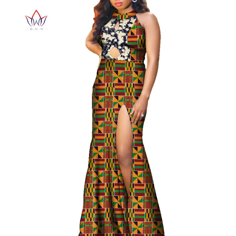 African Dresses For Women 2020 Sleeveless Dashiki Women Bazin Riche Vetement Femme Dress Ankara Bodycon Robe Longue Dress WY7569