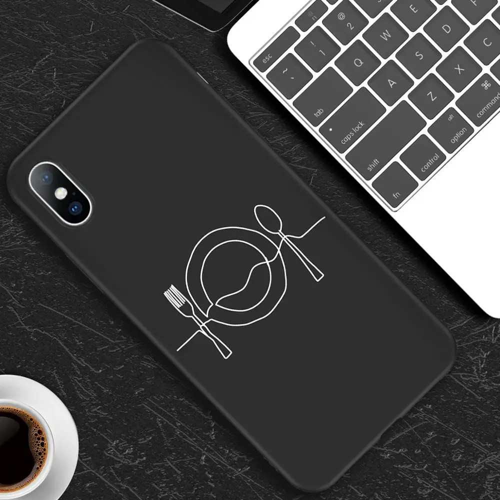 T2 Чехол для телефона для iPhone X XR XS 11 Pro Max 6 6s 7 8 Plus, абстрактное искусство, пара, любовь, сердце, рисунок, мягкий ТПУ Черный чехол - Цвет: T2