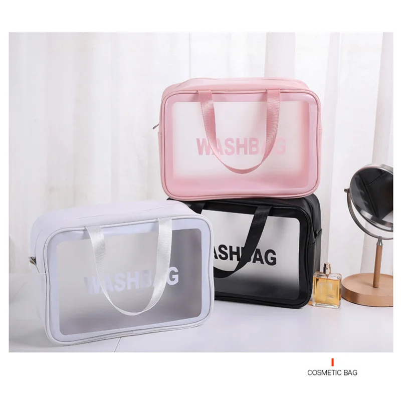 

Waterproof Transparent PVC Bath Cosmetic Bag Women Make Up Case Travel Zipper Makeup Beauty Wash Organizer Toiletry Storage Bags