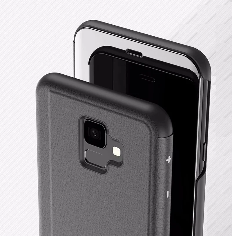 Умный чехол-книжка для Samsung Galaxy S8/S9 Plus M10 M20 A5 A7 J3 J7 J5 J4 J6 J8 A6 A8 J2 Prime зеркальный -