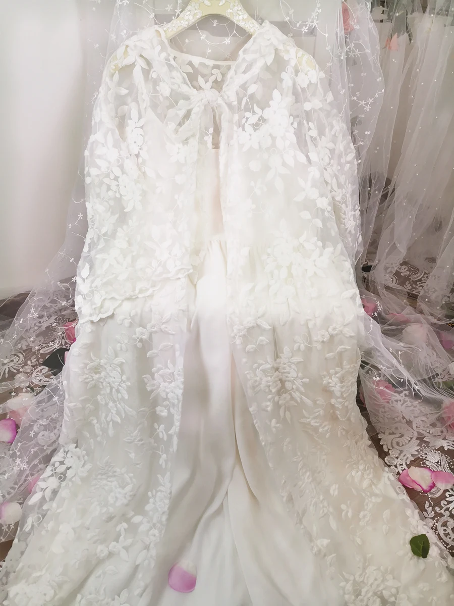 Халат Женское платье Элегантная одежда для сна белая кружевная ночная рубашка