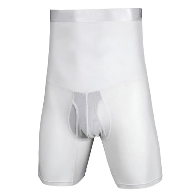 

Mens Tummy Control Shapewear Shorts High Waist Slimming Anti-Curling Underwear Seamless Body Shaper Stretch Mesh Boxer Briefs wi