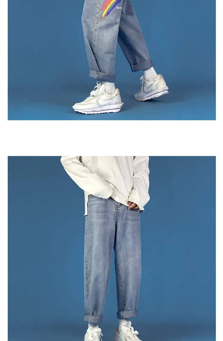 

Autumn Men's Harem Pants Loose Joker Straight Tllbe Breathable Stretchy Fashion Casaul Male Washable Denim Pants