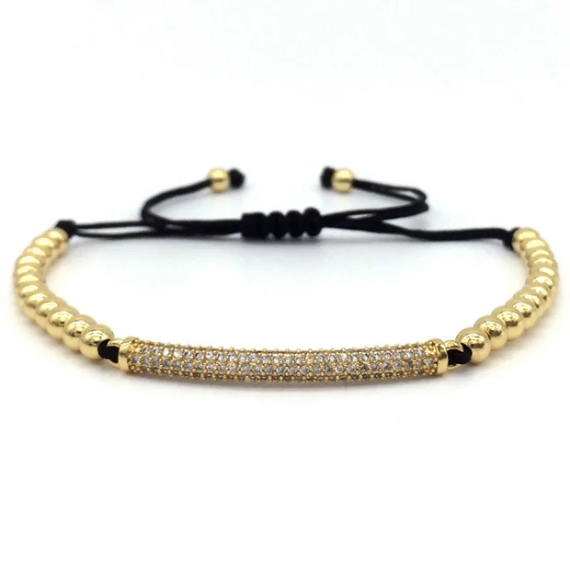 Модный новый регулируемый черный браслет с длинными бусинами для мужчин 4 мм