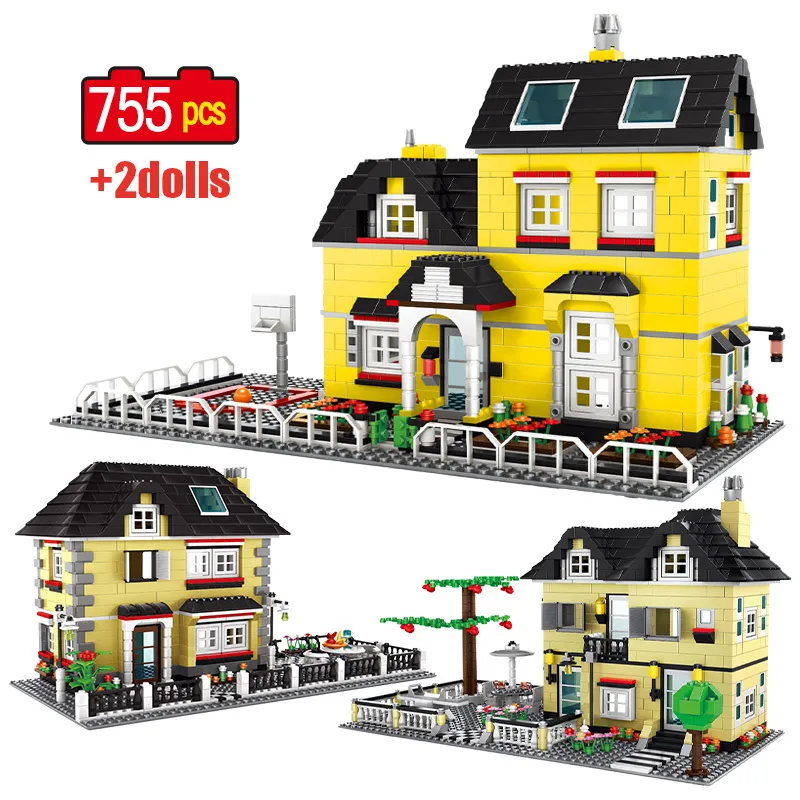 

755pcs City Street View Flower Villa House Building Blocks Friends DIY Garden Castle Figures Bricks Toys For Children Gifts