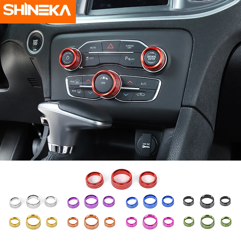 

Interior Accessories For Dodge Challenger 2015+ Car Air Conditioning Audio Switch Knob Trim Ring Cover For Dodge Charger 2015+