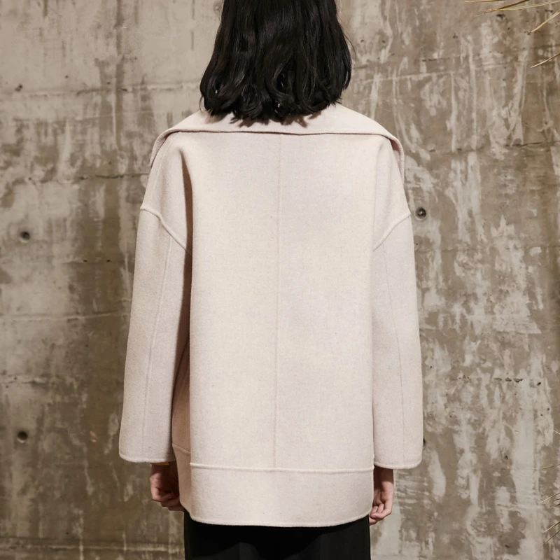 Winter Autumn Nwe High-quality Women Pockets Long sleeves Loose coat Single button Length V-Neck Wool Coat Female Overcoat C 511 | Женская
