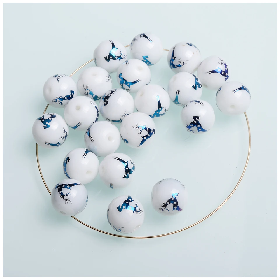 Новые рождественские круглые бусины диаметром 10 мм для рождественских