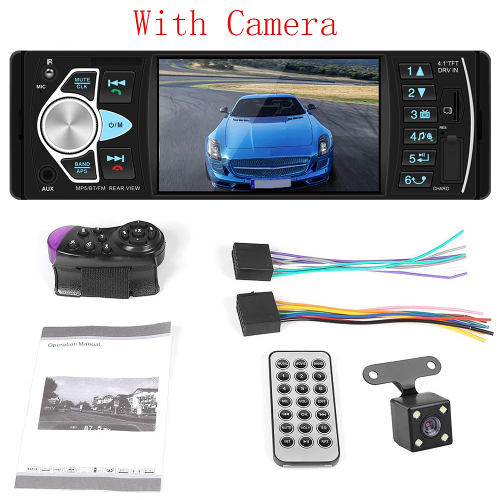 With Camera 4022D Bluetooth стерео MP5 плеер USB TF карта AUX U диск радио головное устройство Поддержка заднего вида изображения и видео выход - Цвет: With Camera