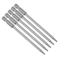 uxcell 5 pcs 14 hex shank t10 magnetic security torx screwdriver bits 100mm length